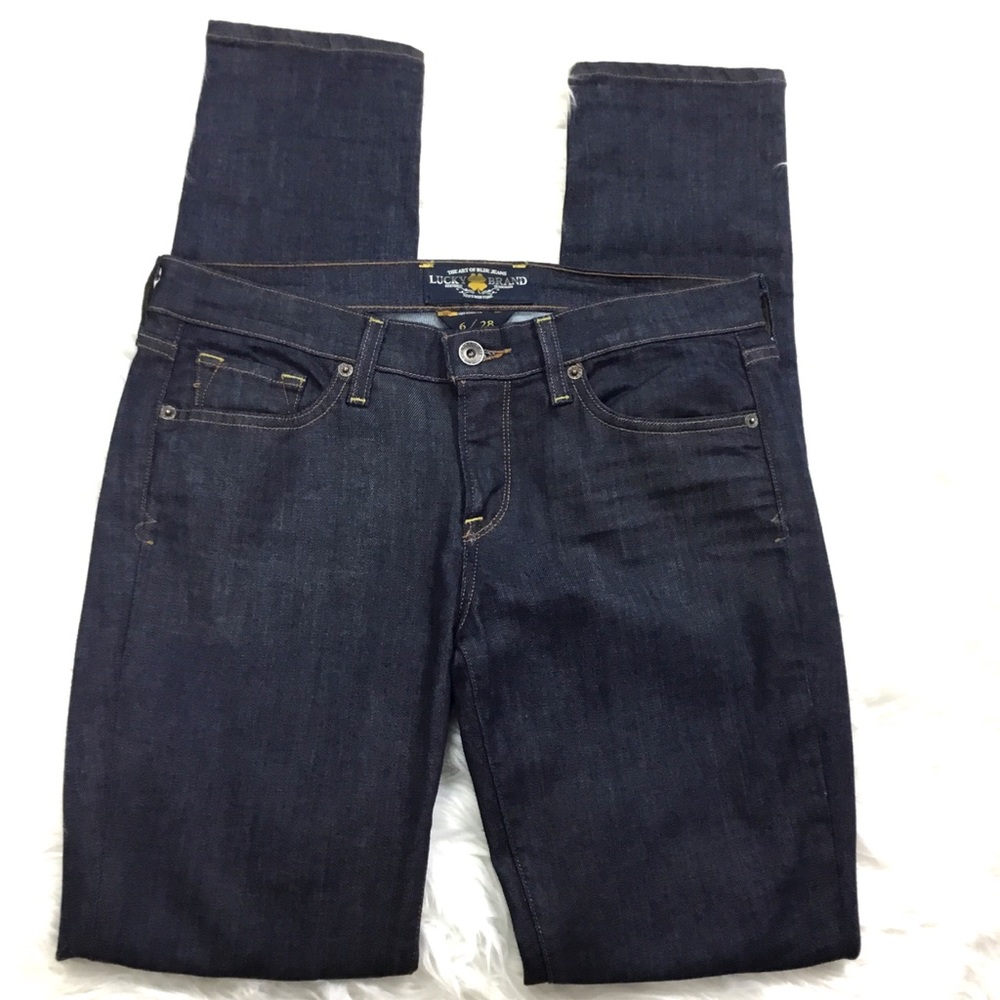 Womens Lucky Brand Jeans Size 6/28 Blue Solid Denim Pants CHARLIE SKINNY